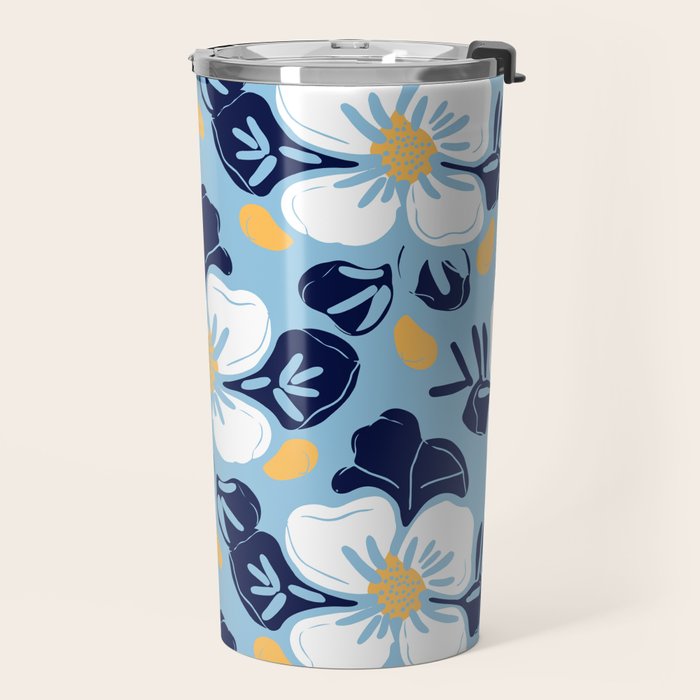 Vintage flower nature art pattern Travel Mug Gallery Image 2