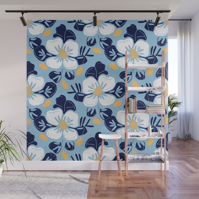 Vintage flower nature art pattern Wall Mural Gallery Image 1