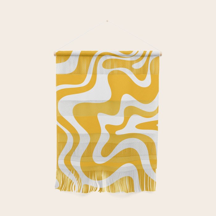 Marigold Liquid Swirl - Retro Modern Abstract Pattern in Yellow-Orange Wall Hanging Gallery Image 1