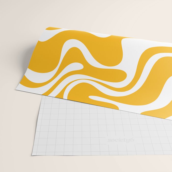 Marigold Liquid Swirl - Retro Modern Abstract Pattern in Yellow-Orange Wrapping Paper Gallery Image 2