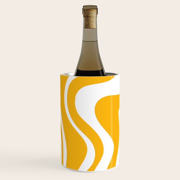 Marigold Liquid Swirl - Retro Modern Abstract Pattern in Yellow-Orange Wine Chiller Gallery Image 2