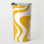 Marigold Liquid Swirl - Retro Modern Abstract Pattern in Yellow-Orange Travel Mug Gallery Image 3