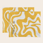 Marigold Liquid Swirl - Retro Modern Abstract Pattern in Yellow-Orange Placemat Gallery Image 1