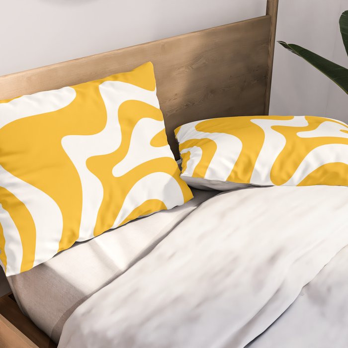 Marigold Liquid Swirl - Retro Modern Abstract Pattern in Yellow-Orange Pillow Sham Gallery Image 2