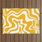 Marigold Liquid Swirl - Retro Modern Abstract Pattern in Yellow-Orange Outdoor Rug Gallery Image 1