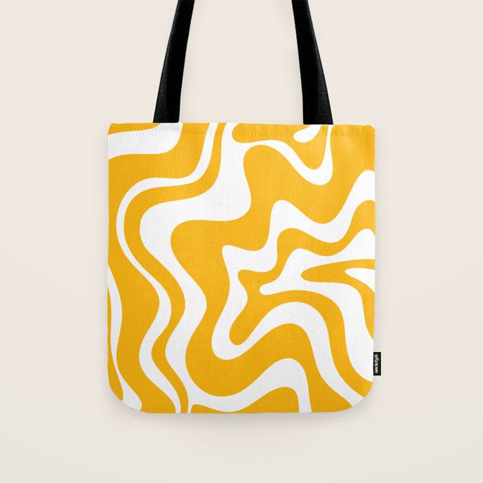 Marigold Liquid Swirl - Retro Modern Abstract Pattern in Yellow-Orange Tote Bag Gallery Image 1