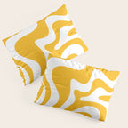 Marigold Liquid Swirl - Retro Modern Abstract Pattern in Yellow-Orange Pillow Sham Gallery Image 3
