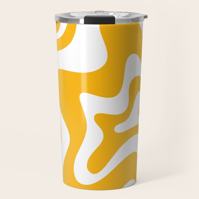 Marigold Liquid Swirl - Retro Modern Abstract Pattern in Yellow-Orange Travel Mug Gallery Image 1