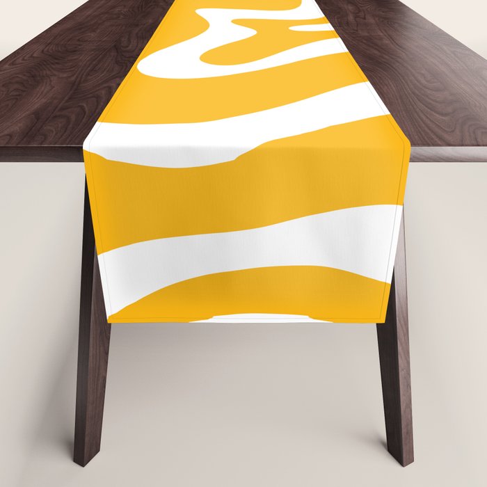 Marigold Liquid Swirl - Retro Modern Abstract Pattern in Yellow-Orange Table Runner Gallery Image 1