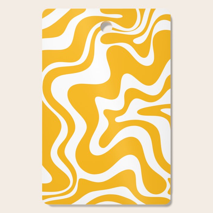 Marigold Liquid Swirl - Retro Modern Abstract Pattern in Yellow-Orange Cutting Board Gallery Image 1
