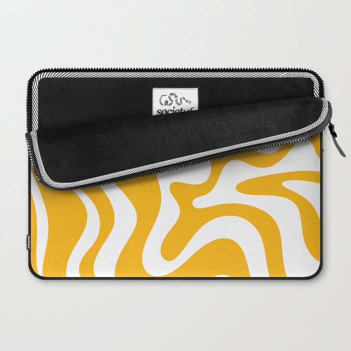 Marigold Liquid Swirl - Retro Modern Abstract Pattern in Yellow-Orange Laptop Sleeve Gallery Image 2