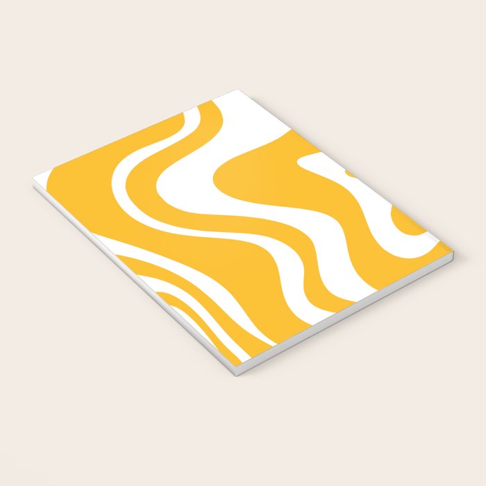 Marigold Liquid Swirl - Retro Modern Abstract Pattern in Yellow-Orange Notebook Gallery Image 3