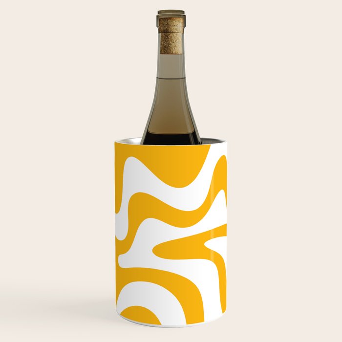 Marigold Liquid Swirl - Retro Modern Abstract Pattern in Yellow-Orange Wine Chiller Gallery Image 3