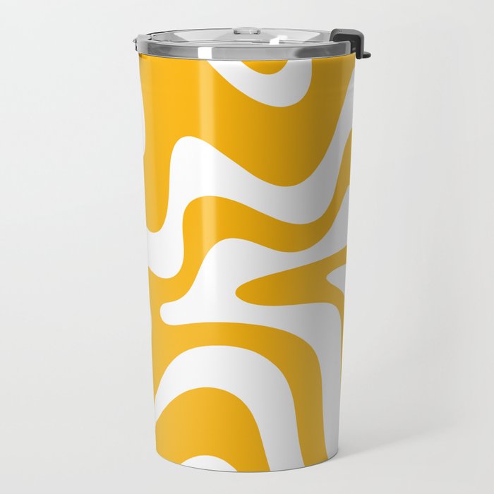 Marigold Liquid Swirl - Retro Modern Abstract Pattern in Yellow-Orange Travel Mug Gallery Image 2