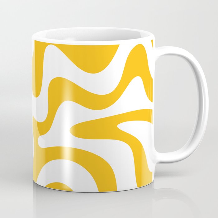 Marigold Liquid Swirl - Retro Modern Abstract Pattern in Yellow-Orange Coffee Mug Gallery Image 1
