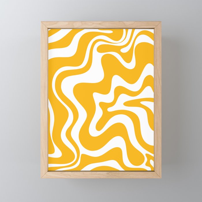 Marigold Liquid Swirl - Retro Modern Abstract Pattern in Yellow-Orange Mini Art Print Gallery Image 1