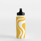 Marigold Liquid Swirl - Retro Modern Abstract Pattern in Yellow-Orange Water Bottle Gallery Image 3