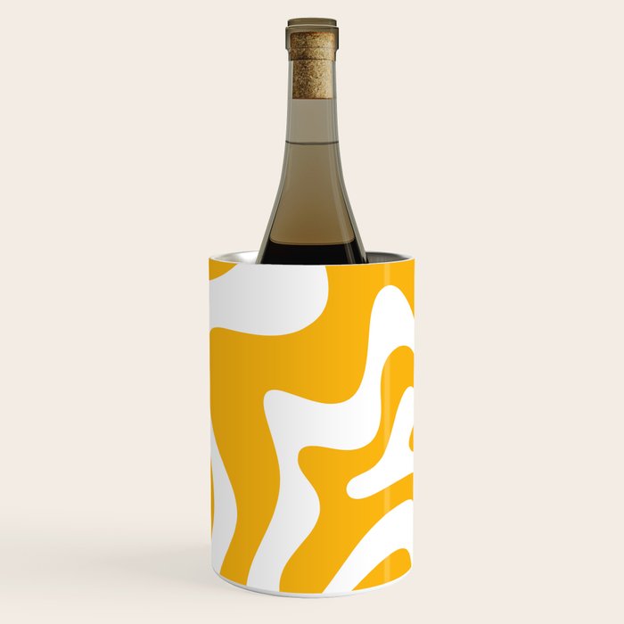 Marigold Liquid Swirl - Retro Modern Abstract Pattern in Yellow-Orange Wine Chiller Gallery Image 1