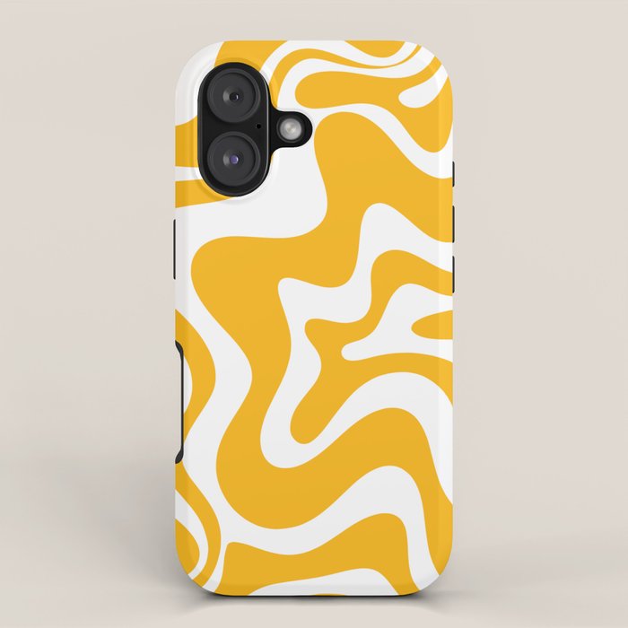 Marigold Liquid Swirl - Retro Modern Abstract Pattern in Yellow-Orange iPhone Case Gallery Image 1