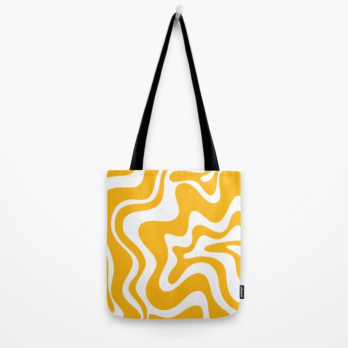 Marigold Liquid Swirl - Retro Modern Abstract Pattern in Yellow-Orange Tote Bag Gallery Image 2