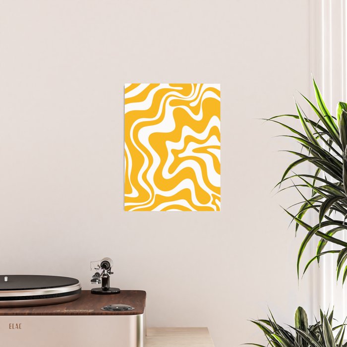 Marigold Liquid Swirl - Retro Modern Abstract Pattern in Yellow-Orange Poster Gallery Image 2
