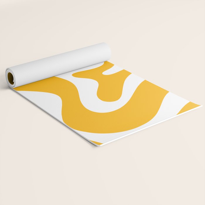 Marigold Liquid Swirl - Retro Modern Abstract Pattern in Yellow-Orange Yoga Mat Gallery Image 2