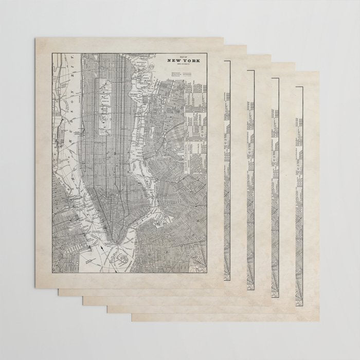 Vintage New York City Map Wrapping Paper Gallery Image 3