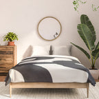 Mid Century Modern Minimalist Abstract Art Brush Strokes Black & White Ink Art Ripple Lines Comforter Gallery Image 3