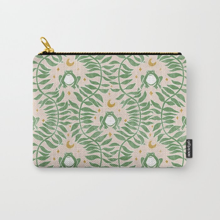 Froggie Ogee - green and blush Carry All Pouch Gallery Image 1