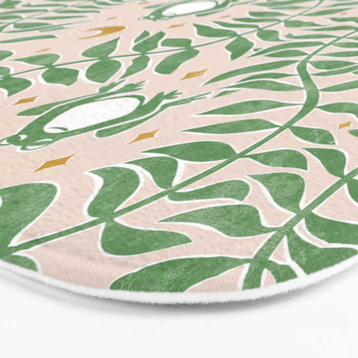 Froggie Ogee - green and blush Bath Mat Gallery Image 3