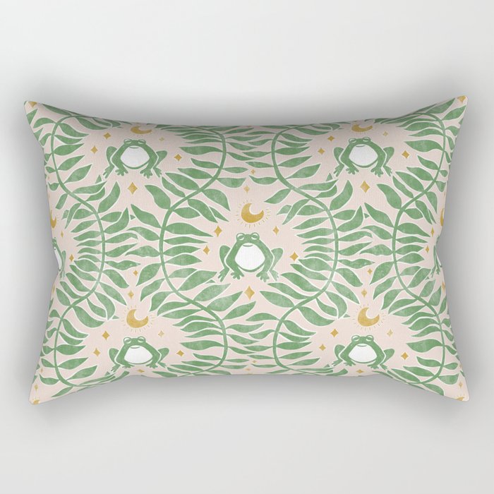 Froggie Ogee - green and blush Rectangular Pillow Gallery Image 1