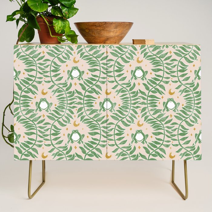 Froggie Ogee - green and blush Credenza Gallery Image 1