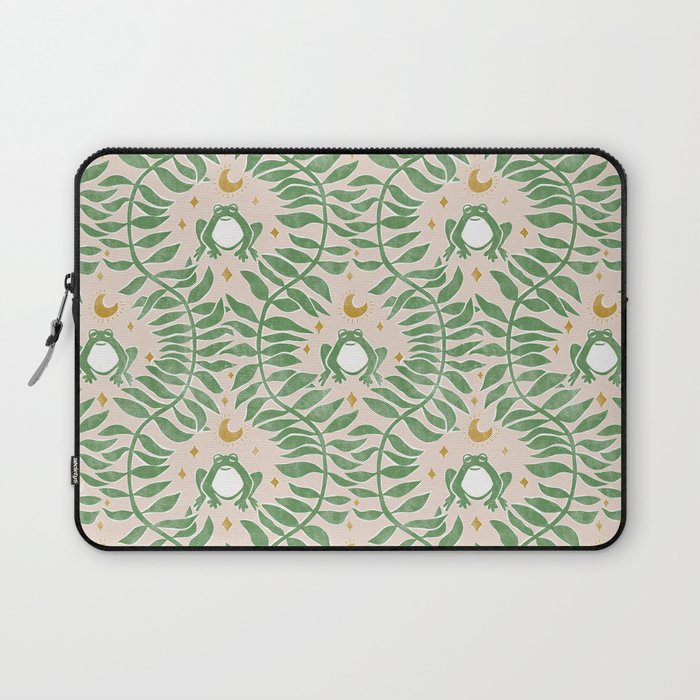 Froggie Ogee - green and blush Laptop Sleeve Gallery Image 1