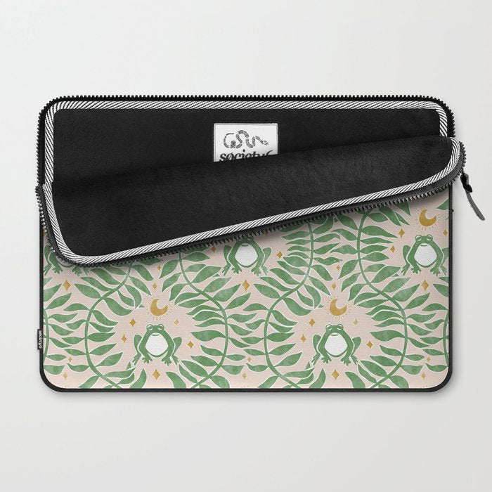 Froggie Ogee - green and blush Laptop Sleeve Gallery Image 2