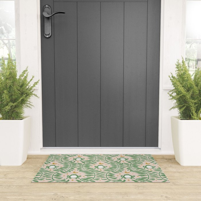 Froggie Ogee - green and blush Welcome Mat Gallery Image 3