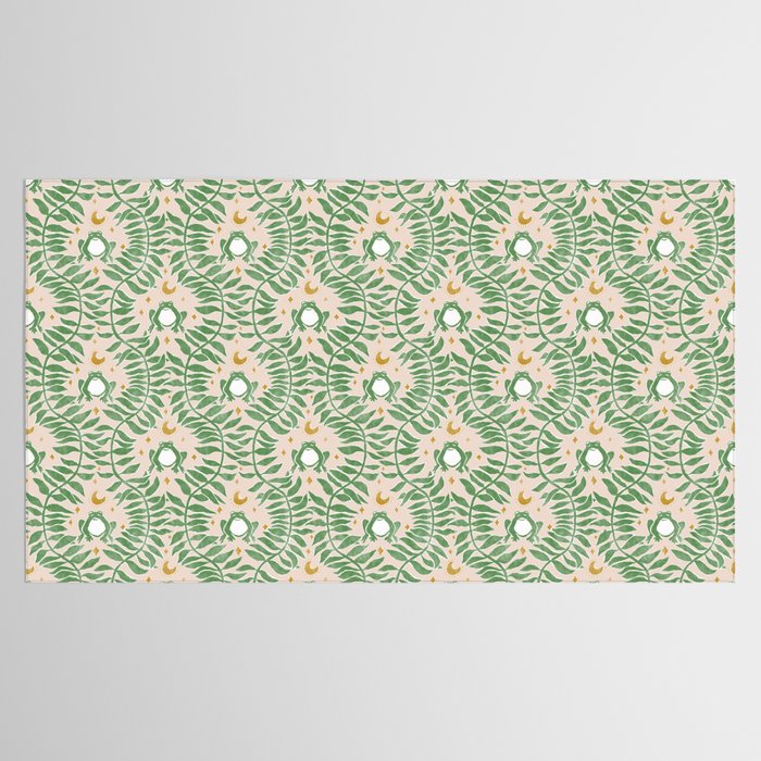 Froggie Ogee - green and blush Tablecloth Gallery Image 2