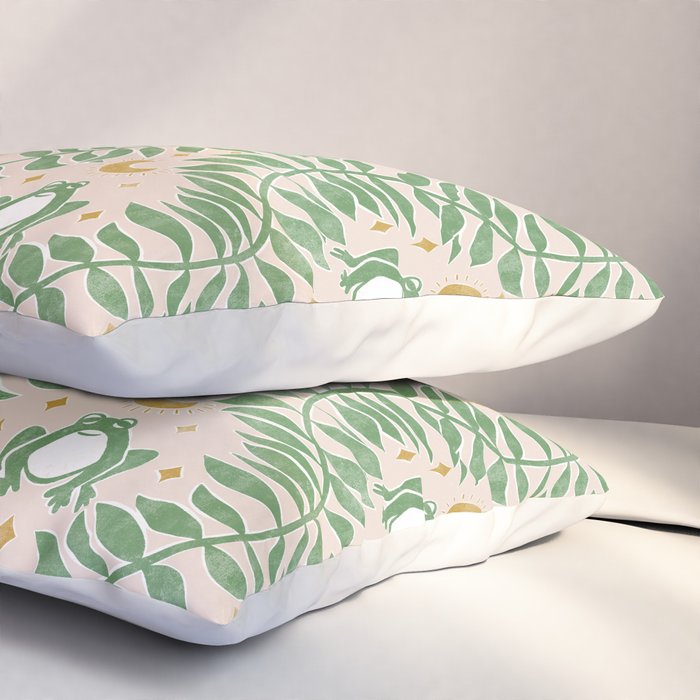 Froggie Ogee - green and blush Pillow Sham Gallery Image 3