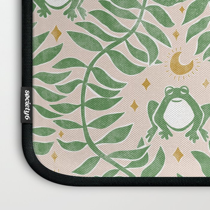 Froggie Ogee - green and blush Laptop Sleeve Gallery Image 3