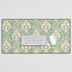 Froggie Ogee - green and blush Desk Mat Gallery Image 1