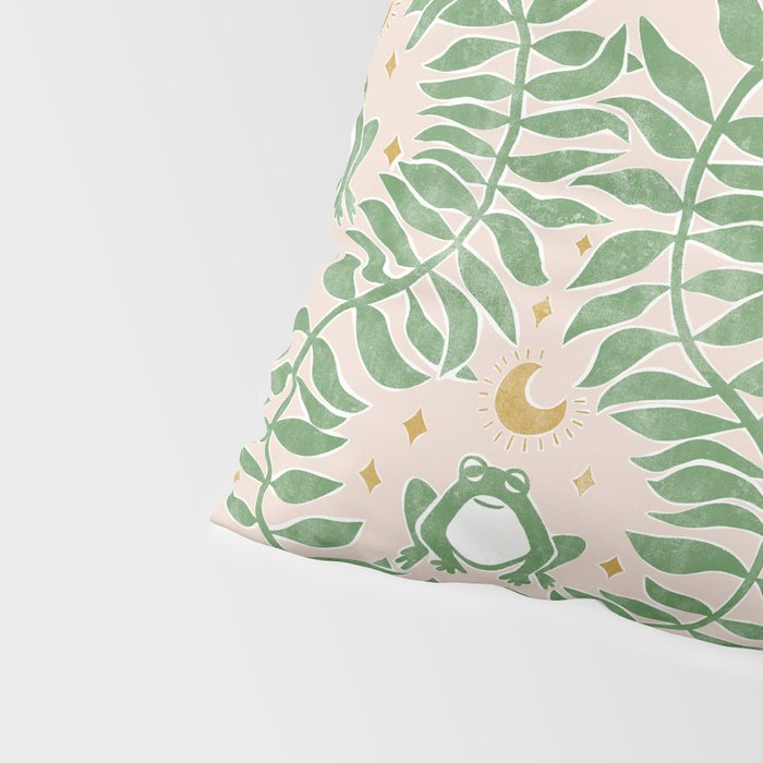 Froggie Ogee - green and blush Pillow Sham Gallery Image 4