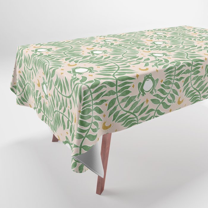 Froggie Ogee - green and blush Tablecloth Gallery Image 1