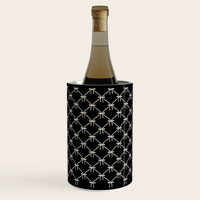 Bows & Ribbons Pattern XLVII Black and White Wine Chiller Gallery Image 2