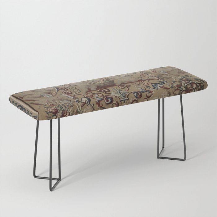 Antique 17th Century Drayton House English Tapestry Bench Gallery Image 1