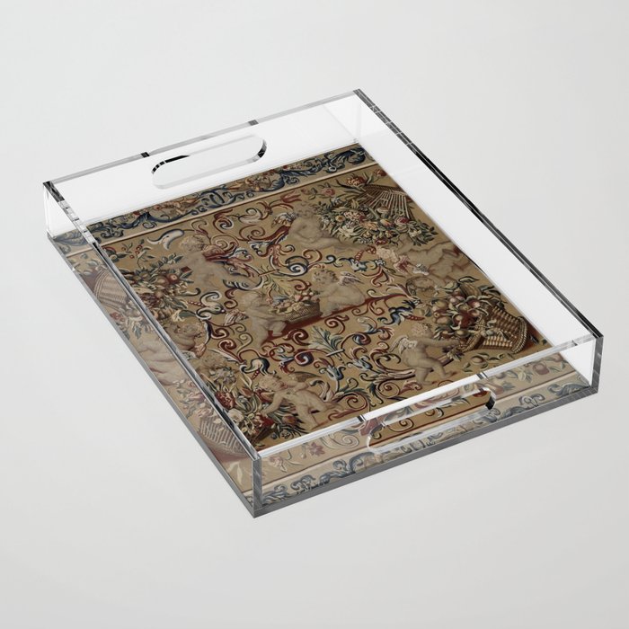 Antique 17th Century Drayton House English Tapestry Acrylic Tray Gallery Image 1