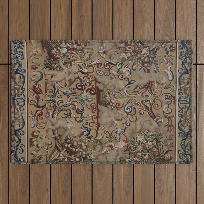 Antique 17th Century Drayton House English Tapestry Outdoor Rug Gallery Image 1