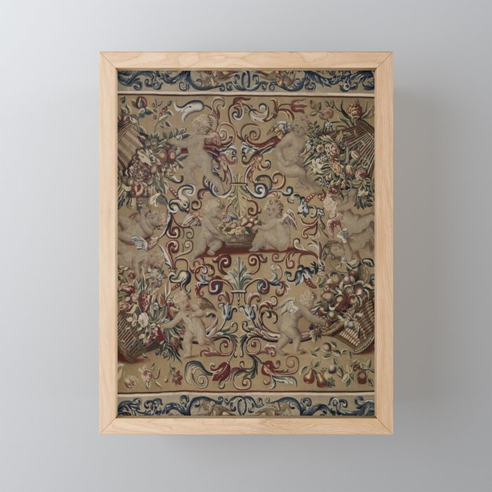 Antique 17th Century Drayton House English Tapestry Mini Art Print Gallery Image 1