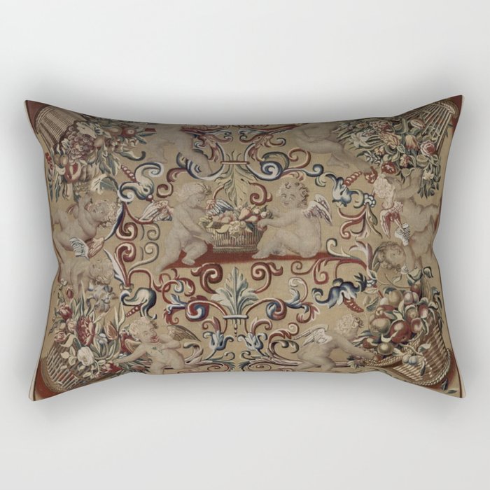 Antique 17th Century Drayton House English Tapestry Rectangular Pillow Gallery Image 1