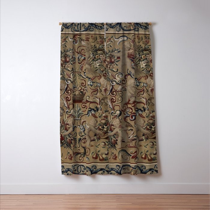 Antique 17th Century Drayton House English Tapestry Window Curtain Gallery Image 3