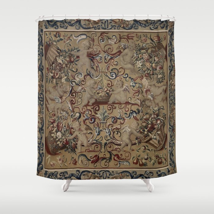 Antique 17th Century Drayton House English Tapestry Shower Curtain Gallery Image 1