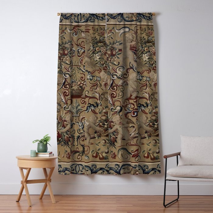 Antique 17th Century Drayton House English Tapestry Window Curtain Gallery Image 1